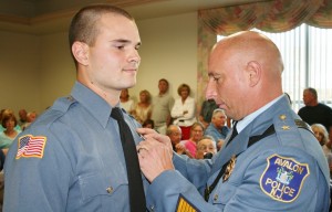 Officer Joseph Duda receives his badge from Chief William McCormick (1024x657)